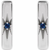 Sterling Silver Natural Blue Sapphire Starburst Bar Earrings