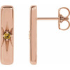 14 Karat Rose Gold Natural Yellow Blue Sapphire Starburst Bar Earrings