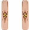 14 Karat Rose Gold Natural Yellow Blue Sapphire Starburst Bar Earrings