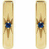 14 Karat Yellow Gold Natural Blue Sapphire Starburst Bar Earrings