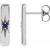 14 Karat White Gold Natural Blue Sapphire Starburst Bar Earrings