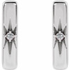 14 Karat White Gold Natural White Sapphire Starburst Bar Earrings