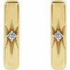 14 Karat Yellow Gold Natural White Sapphire Starburst Bar Earrings
