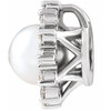 14 Karat White Gold Cultured White Akoya Pearl and 0.16 carat Diamond Halo Style Pendant