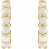 14 Karat Yellow Gold 12.2 mm Natural White Opal Huggie Hoop Earrings