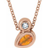 14 Karat Rose Gold 5x3 mm Pear  Citrine and .03 Carat Diamond 16 inch Necklace