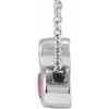 14 Karat White Gold 5x3 mm Oval  Pink Tourmaline and .03 Carat Diamond 16 inch Necklace