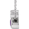 Platinum 5x3 mm Oval Natural Amethyst and .03 Carat Natural Diamond 16 inch Necklace