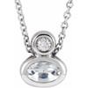 Sterling Silver 5x3 mm Oval White Sapphire and .03 Carat Diamond 16 inch Necklace