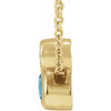 14 Karat Yellow Gold 5x3 mm Oval Blue Zircon and .03 Carat Diamond 16 inch Necklace