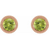 14 Karat Rose Gold 6 mm Natural Peridot Beaded Bezel Set Earrings