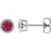 Platinum 6 mm Lab Grown Ruby Beaded Bezel Set Earrings