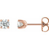 14 Karat Rose Gold 0.33 Carat Natural Diamond U Prong Stud Earrings
