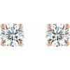 14 Karat Rose Gold 0.33 Carat Natural Diamond U Prong Stud Earrings
