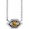 Sterling Silver Natural Yellow Sapphire Geometric 16 inch Necklace