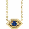 14 Karat Yellow Gold Natural Blue Sapphire Geometric 16 inch Necklace