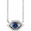 Platinum Natural Blue Sapphire Geometric 18 inch Necklace