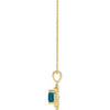 14 Karat Yellow Gold Natural London Blue Topaz and 0.20 Carat Natural Diamond Geometric 16 inch Necklace