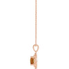 14 Karat Rose Gold Citrine and 0.20 Carat Diamond Geometric 16 inch Necklace