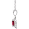 Sterling Silver Natural Rhodolite Garnet and 0.20 Carat Natural Diamond Geometric 16 inch Necklace