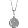 Platinum 0.10 Carat Natural Diamond Crescent Moon 16 inch Necklace