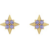 14 Karat Yellow Gold Natural Tanzanite Celestial Earrings