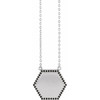 Platinum 0.10 Carat Natural Black Diamond Hexagon 16 inch Necklace