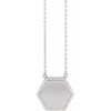 Sterling Silver 0.10 Carat Natural Diamond Hexagon 16 inch Necklace
