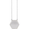 14K White 0.10 Carat Natural Diamond Hexagon 16 inch Necklace