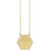 14 Karat Yellow Gold 0.10 Carat Natural Diamond Hexagon 18 inch Necklace