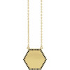 14 Karat Yellow Gold 0.10 Carat Natural Black Diamond Hexagon 18 inch Necklace