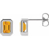 Sterling Silver Natural Citrine Solitaire Earrings