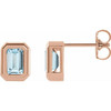 14 Karat Rose Gold Natural Sky Blue Topaz Solitaire Earrings