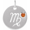 14 Karat White Gold Orange Garnet Virgo Zodiac Pendant