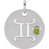 Platinum Peridot Gemini Zodiac Pendant