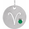 14 Karat White Gold Emerald Aries Zodiac Pendant