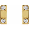 14 Karat Yellow Gold .03 Carat Natural Diamond  Two Stone Bar Earrings