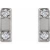 Platinum .03 Carat Natural Diamond  Two Stone Bar Earrings