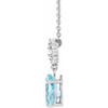 Platinum Aquamarine Gem and .08 Carat Diamond 16 inch Necklace