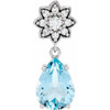 Platinum Aquamarine Gem and .08 carat Diamond Floral Inspired Pendant