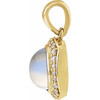 14 Karat Yellow Gold Rainbow Moonstone and 0.12 carat Diamond Halo Style Pendant
