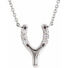 Platinum .08 Carat Natural Diamond Petite Wishbone 16 inch Necklace