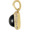 14 Karat Yellow Gold Black Onyx and 0.12 carat Diamond Halo Style Pendant