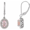 14 Karat White Gold Natural Pink Morganite and 0.13 Carat Natural Diamond Earrings