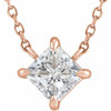 14K Rose 0.50 Carat Natural Diamond Solitaire 18 inch Necklace