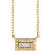 14 Karat Yellow Gold 0.10 Carat Natural Diamond Halo Style 18 inch Necklace