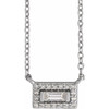 14K White 0.10 Carat Natural Diamond Halo Style 16 inch Necklace