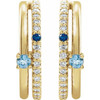 14 Karat Yellow Gold Natural Multi Gemstone and 0.20 Carat Natural Diamond Hoop Earrings