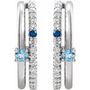 Platinum Natural Multi Gemstone and 0.20 Carat Natural Diamond Hoop Earrings