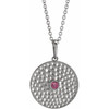 14 Karat White Gold Pink Tourmaline Beaded Disc 16 inch Necklace